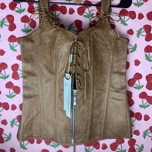 Camel leather corset